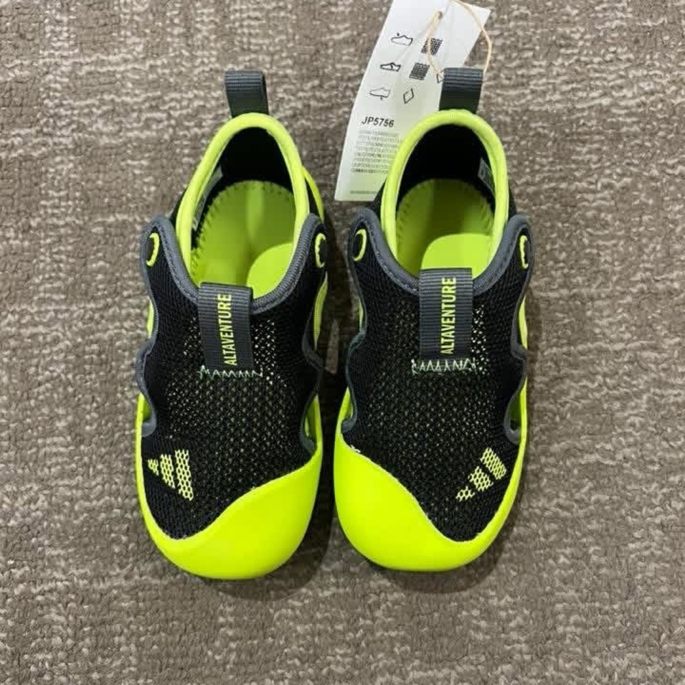 Adidas Black and Neon Green Shoes